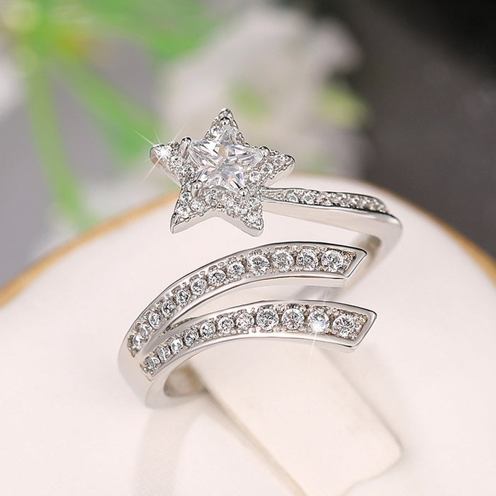 Pentagram cut double wrapped engagement ring