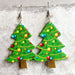 Rainbow Acrylic Christmas Tree Christmas Gingerbread Man Earrings