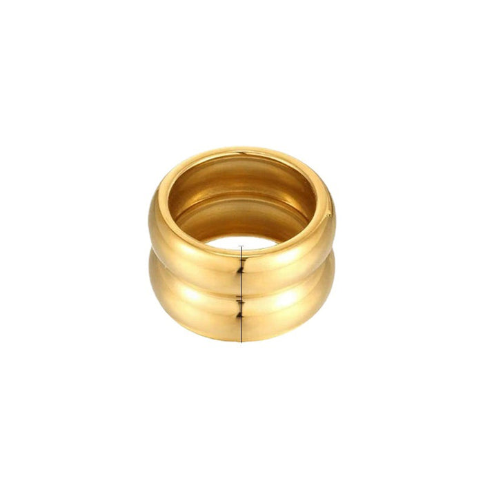 Double Layer 18K Gold Plated Stainless Steel Ring - Minimalist Style