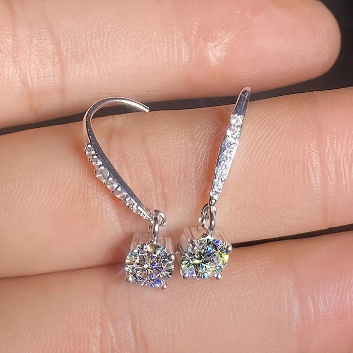 Classic four-claw simple ear hooks with diamond and zircon earrings