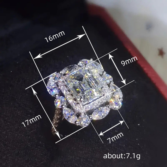 Anillo de flor hueca con diseño dominante, anillo de mujer deslumbrante