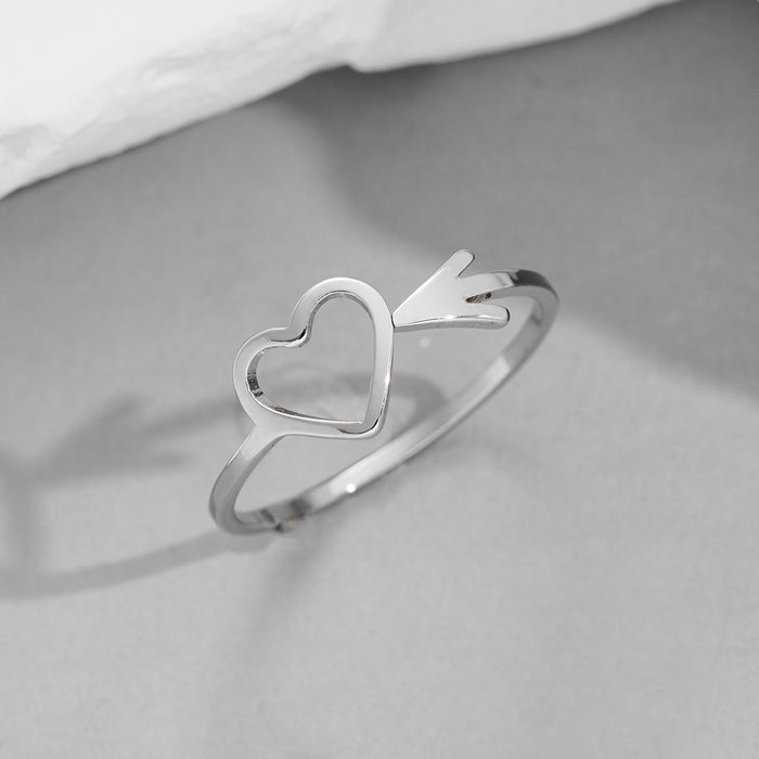 Love arrow ring, cold style hollow open Stainless steel ring wholesale