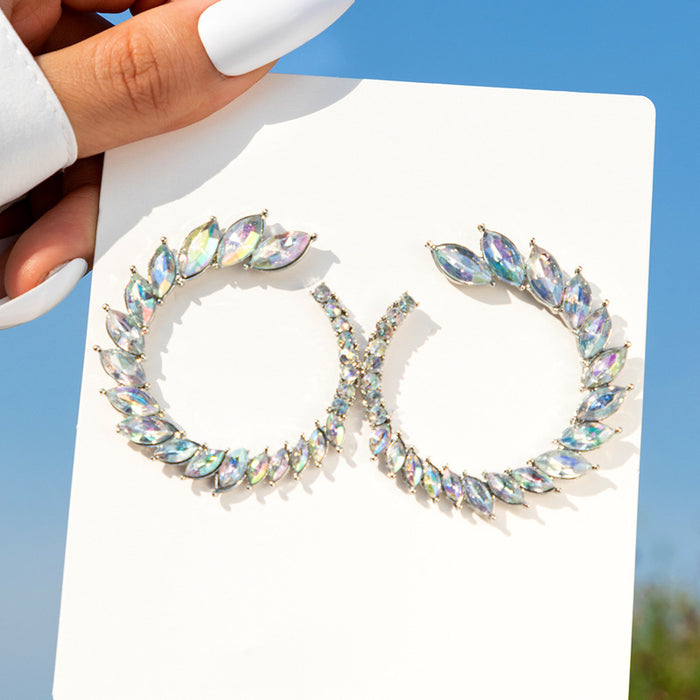 Colorful diamond stud earrings geometric hoop earrings