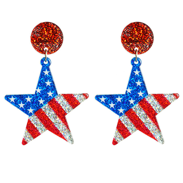 Patriotic Party Earrings with Shiny Glitter Design