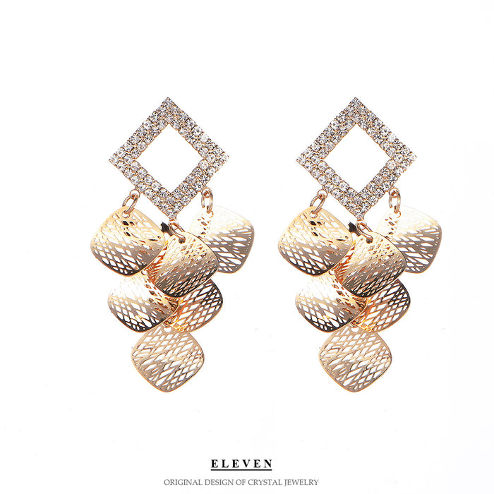 Sparkling Bohemian Diamond Earrings - Luxurious Geometric Jewelry for Women