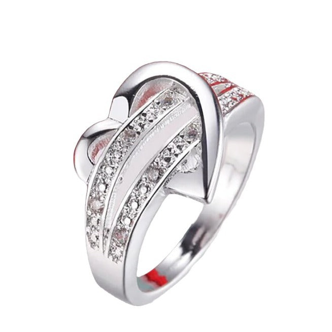 Anillo de amor de doble capa, hermoso temperamento, anillo femenino europeo y americano