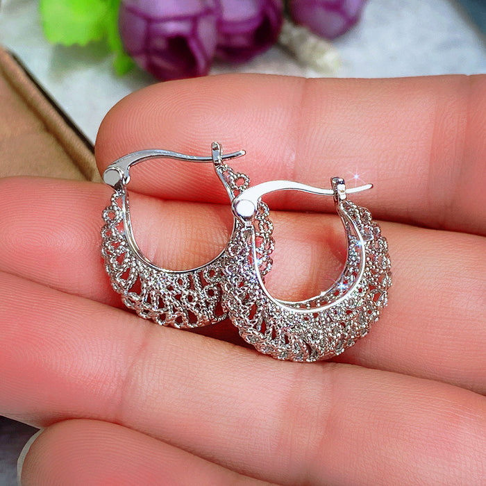 Women's hollow woven pattern earrings