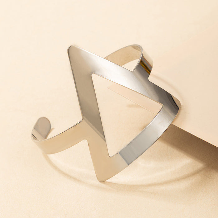 Exaggerated Punk Triangle Bracelet - Cold Wind Silver Single Layer Cuff