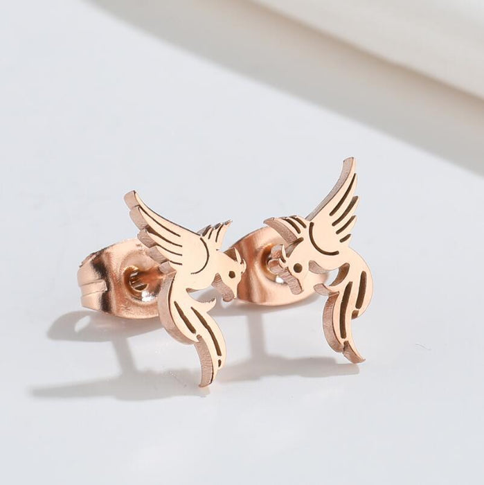 Phoenix Stainless Steel Stud Earrings - Mini and Elegant Animal Jewelry