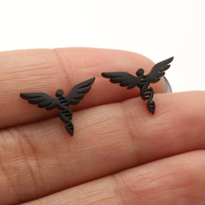 Angel Wing Stainless Steel Stud Earrings - Luxurious Goddess-Inspired Jewelry