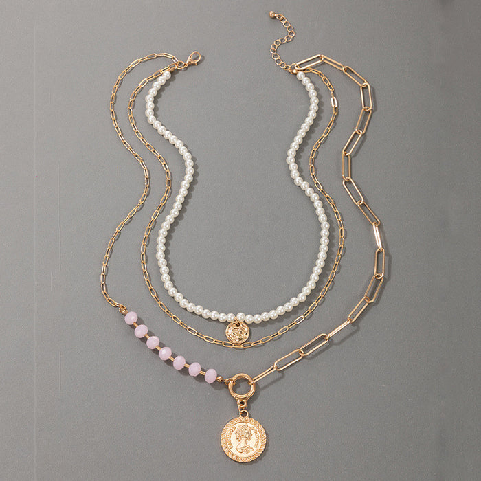 Beauty Head Pendant Necklace - Long Chain Trendy Design