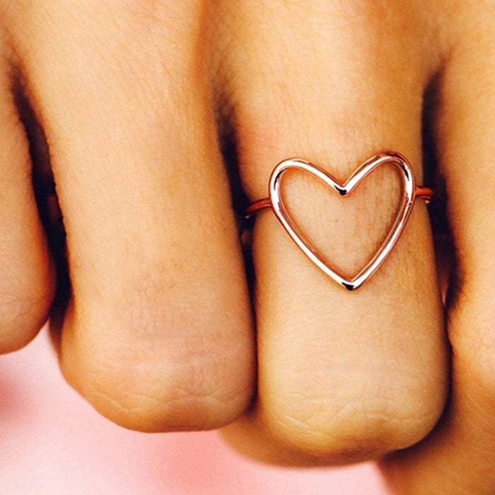 Anillo de corazón simple, anillo clásico liso, accesorios elegantes