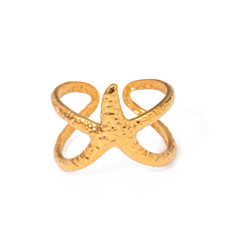 Anillo abierto de estrella de mar de acero inoxidable