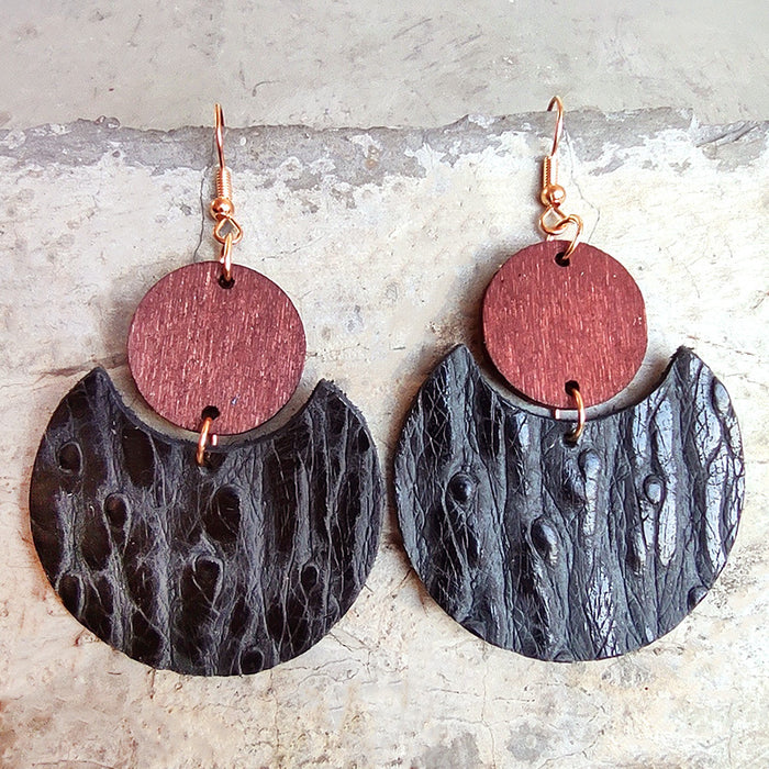 Wooden book texture earrings