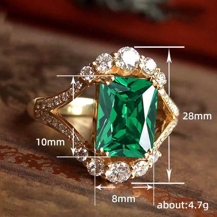 Queen square ring imitation natural gemstone ring Italian court style jewelry