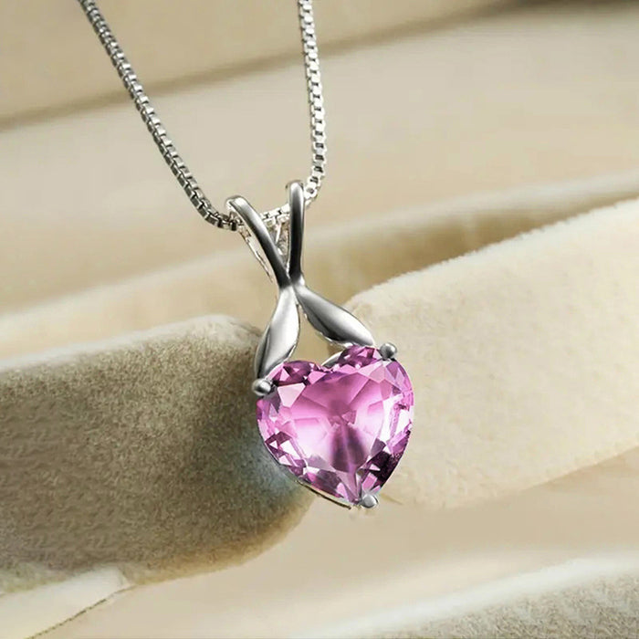 Heart Pendant Necklace Simple Floral Chain Necklace