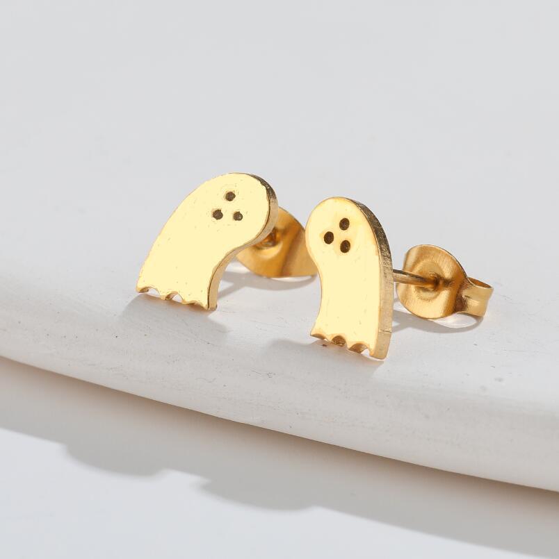 Ghost and Dinosaur Stainless Steel Earrings - 18K Gold Plated Halloween Jewelry