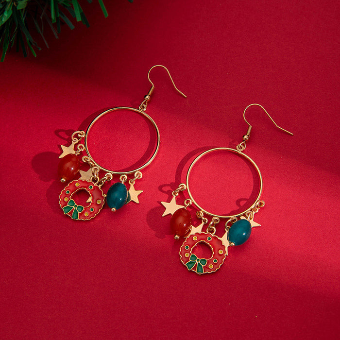 Christmas Bell Beaded Earrings Colorful Retro Earrings