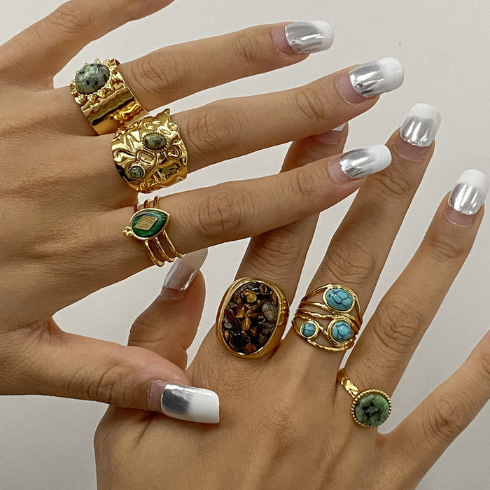 Stainless steel turquoise open ring