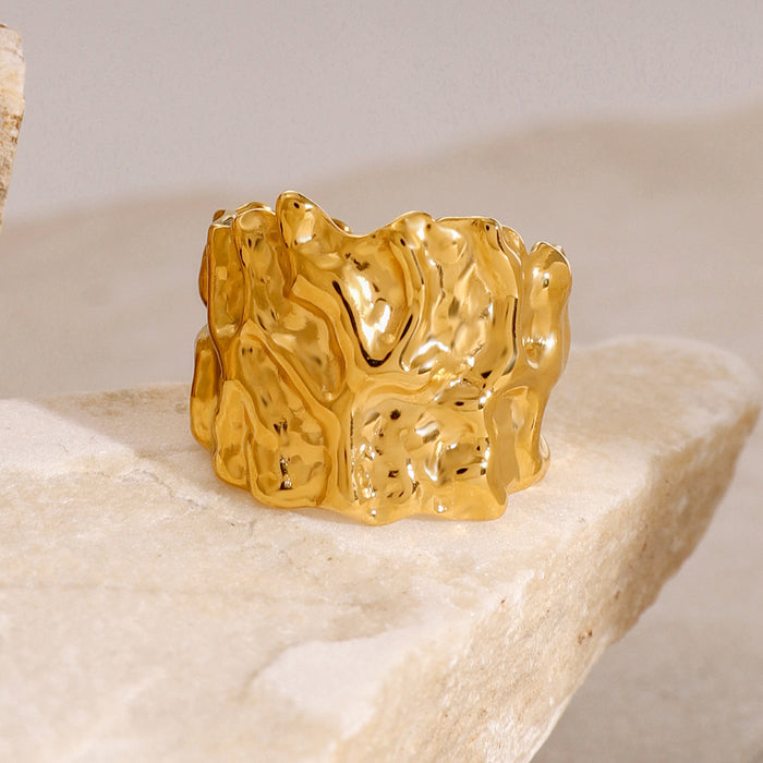 18k gold stainless steel exaggerated open ring