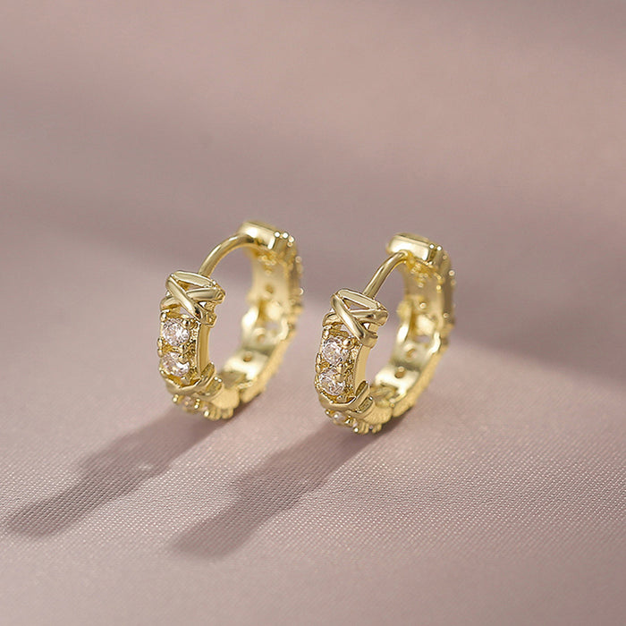 Retro diamond earrings, fashionable European and American style earrings