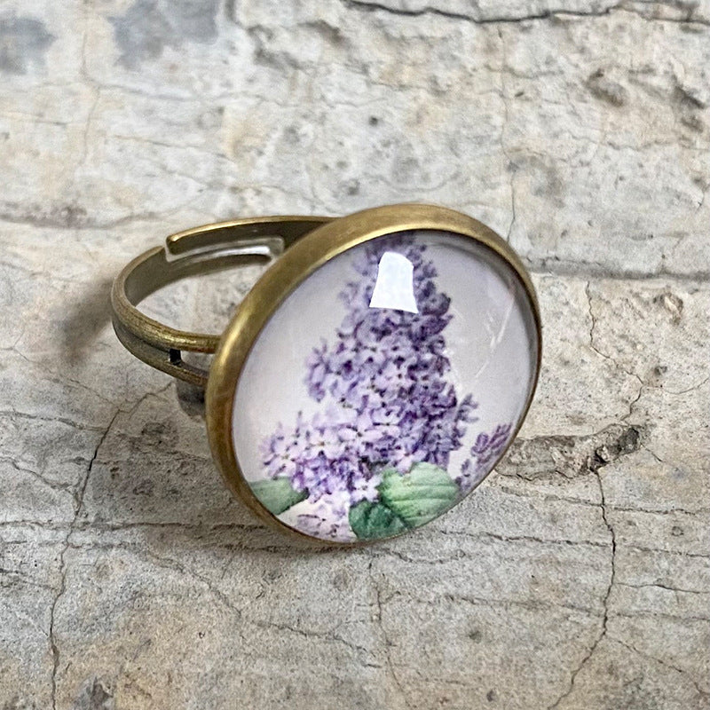Glass Open Ring with Time Gemstone for Christmas and Halloween - Unique and Trendy Western Style for Women - wallojewerly 