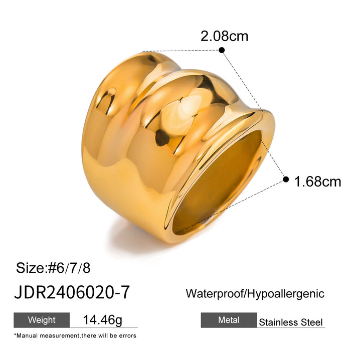 Double Layer 18K Gold Plated Stainless Steel Ring - Modern Design