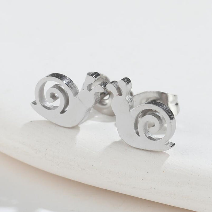 Snail Stainless Steel Stud Earrings - Cute and Playful Animal Jewelry for Nature Lovers