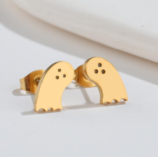 Pendientes de acero inoxidable con forma de fantasma: joyas atrevidas y elegantes para las celebraciones de Halloween