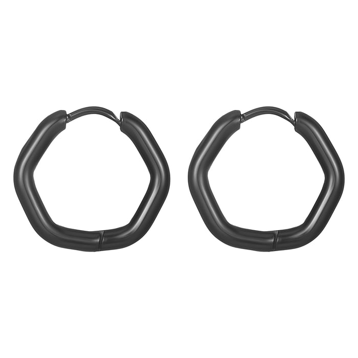 Round hexagonal stainless steel earrings simple trend unisex titanium steel earrings