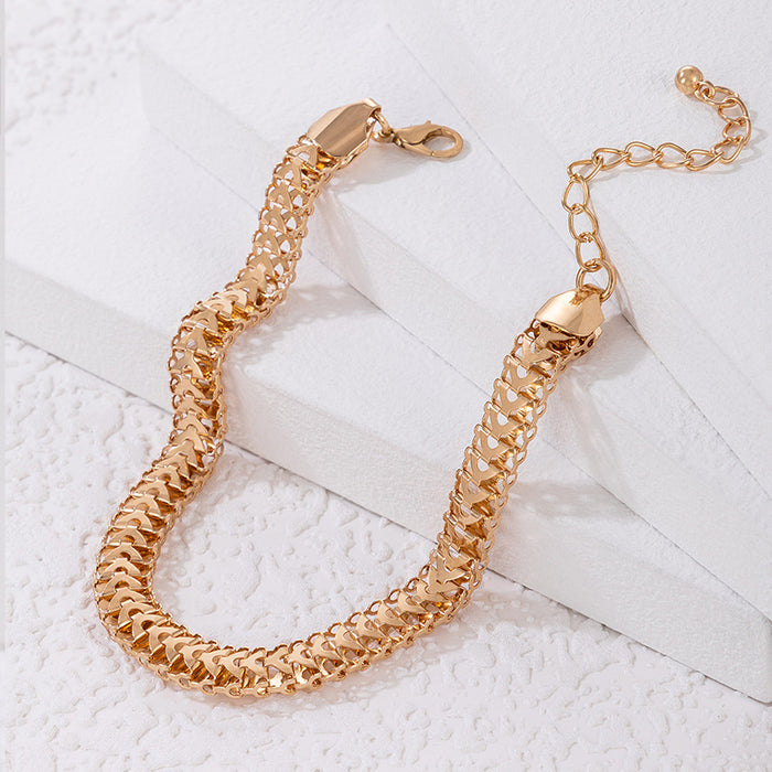 Heart Woven Rope Tassel Anklet Set - Multilayer Geometric Jewelry