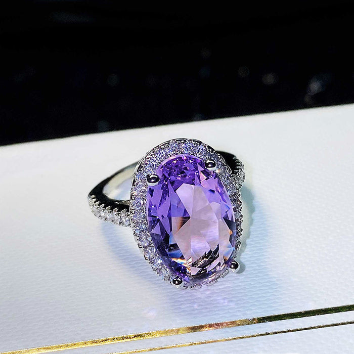 Imitation amethyst zircon ring engagement colored gemstone ring