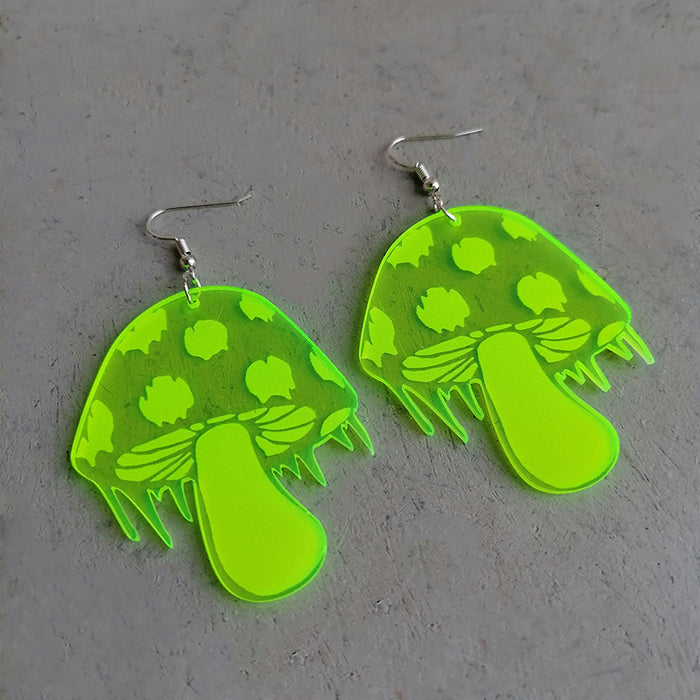 Green mushroom acrylic earrings