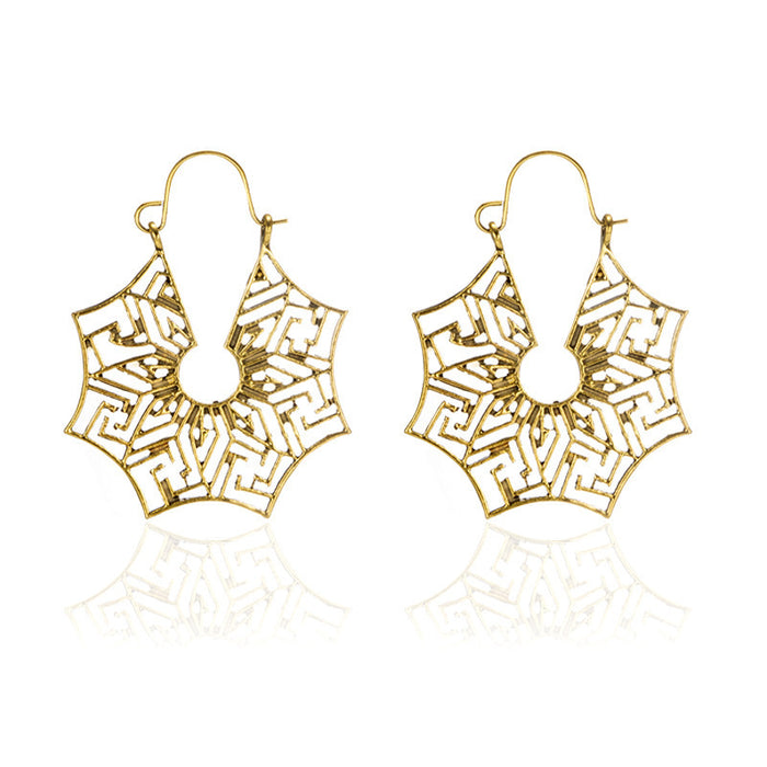 Bohemian hollow carved earrings retro ethnic style earrings