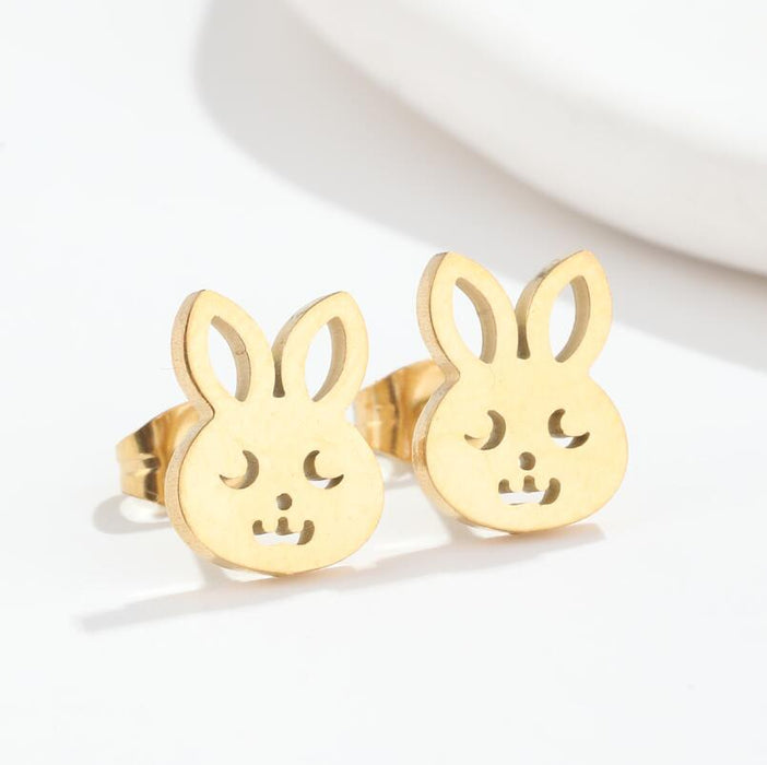 Rabbit Stainless Steel Stud Earrings - Cute and Playful Animal Jewelry