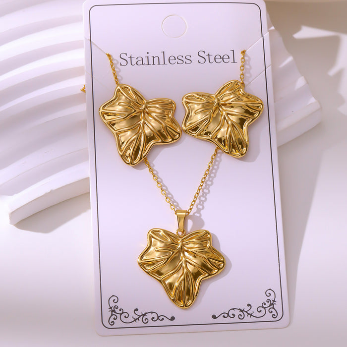 Wholesale 304 stainless steel hydraulic gold-plated earrings and necklace sets - wallojewerly 