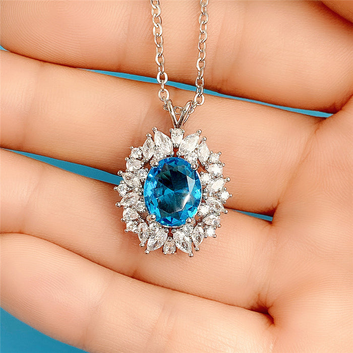 Imitation sapphire pendant colored gemstone necklace manufacturers supply wholesale