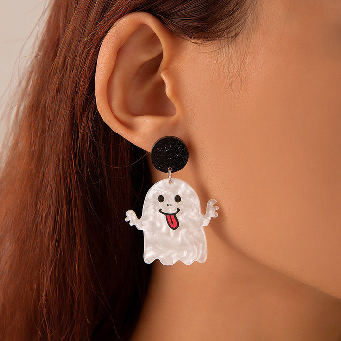 Cartoon cat earrings Halloween lips teeth ghost face earrings