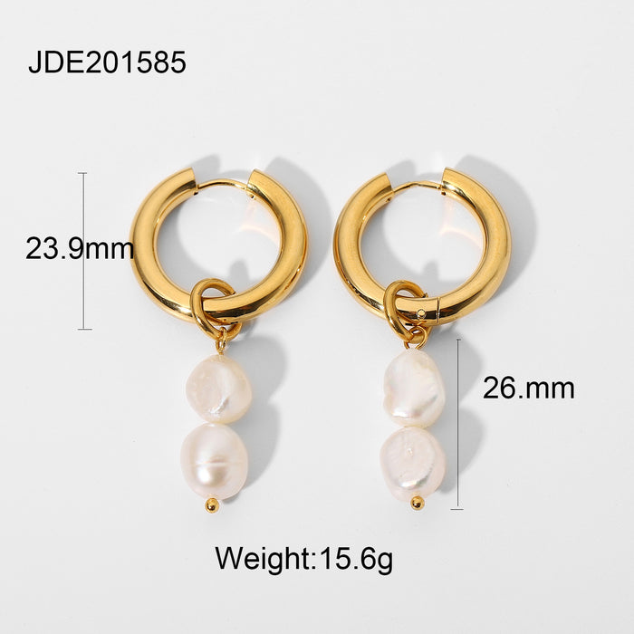 18K Gold Plated Stainless Steel Earrings - Double Layer Gold Plated Hoops