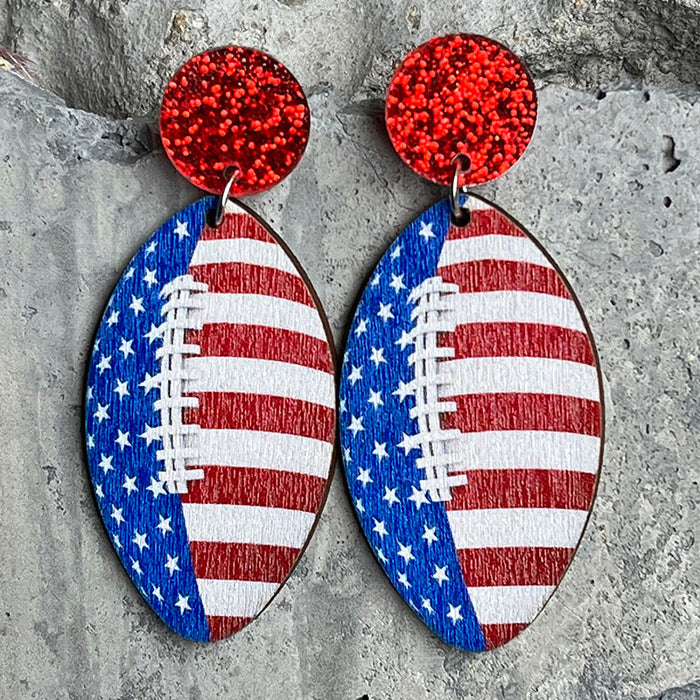 Wooden slippers patriotic earrings