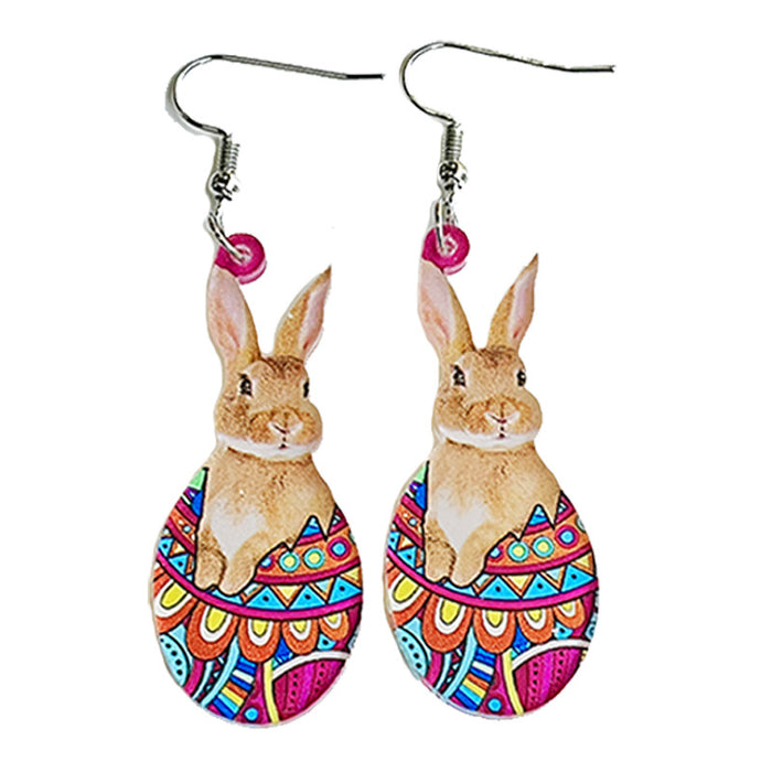 Easter Earrings with Bunny, Flower Basket, and Colorful Egg Designs