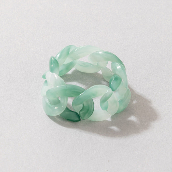 Pastoral style resin acrylic light green buckle ring