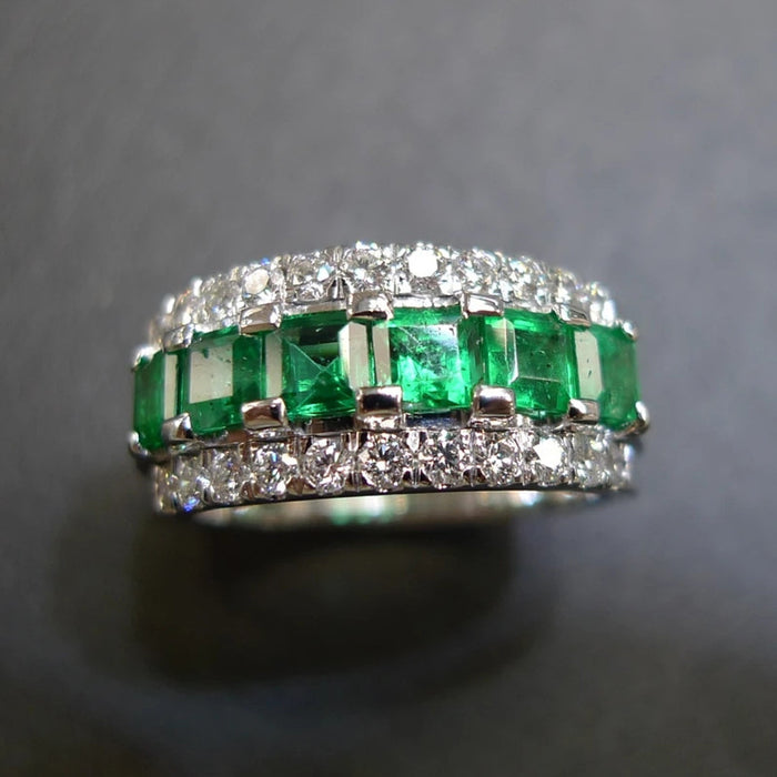Half circle diamond ring for women hip-hop style all-match ring