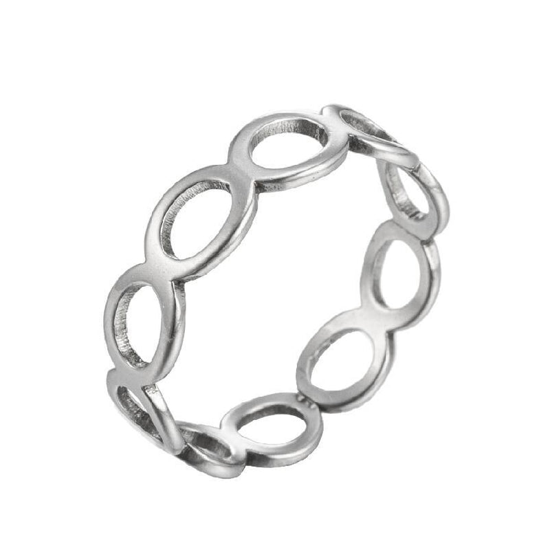Japanese and Korean geometric love couple ring, stainless steel hollow open ring wholesale