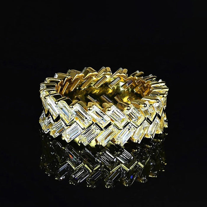 Fashionable and light luxury index finger ring staggered design unisex ring