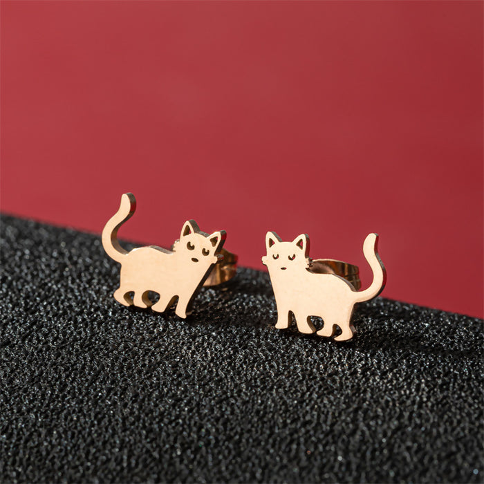 Mini Cat Paw Stainless Steel Stud Earrings - Adorable Pet Jewelry for Animal Lovers