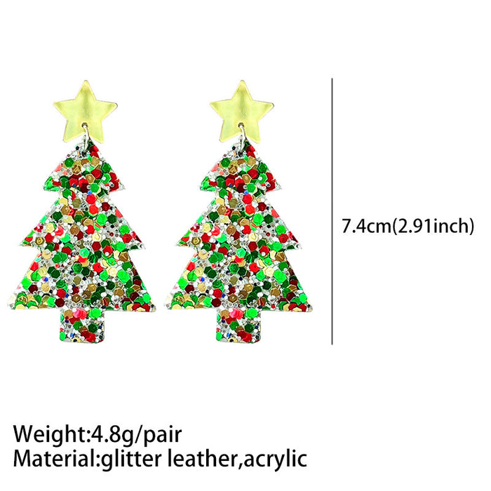 Christmas Tree Glitter Earrings with Large Sequin Design