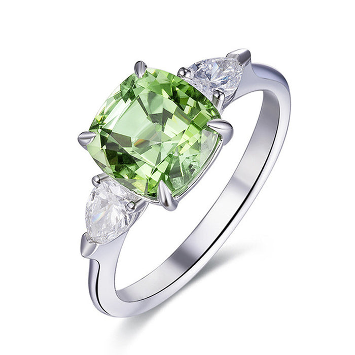 Anillo con incrustaciones cuadradas, elegante regalo de compromiso verde, joyería