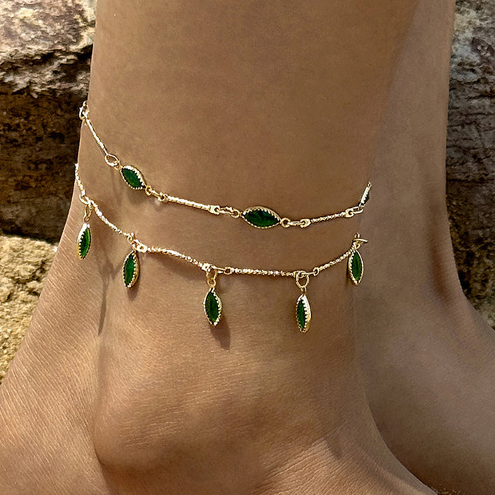 Bohemian Shell Tassel Anklet Set - Beach Scallop String Foot Jewelry