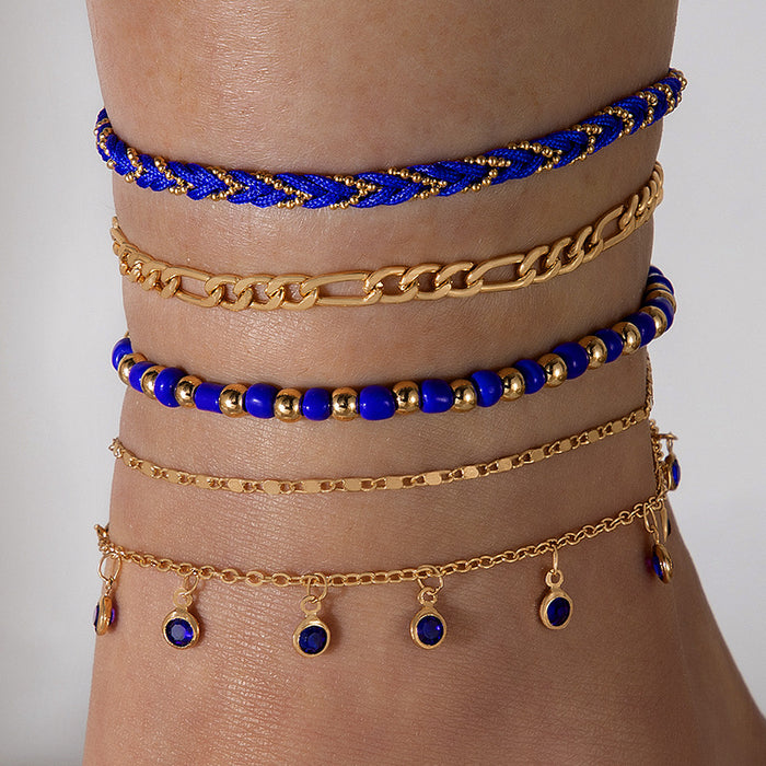 Colorful Butterfly and Bead Multi-Layer Anklets - Fashion Ethnic Style Foot Jewelry